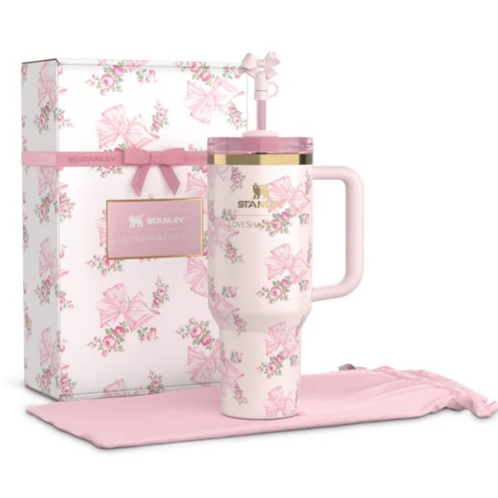 Stanley x Loveshackfancy holiday quencher tumbler 40 OZ Rosa beaux pink